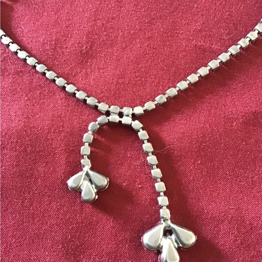 Vintage Double Drop Rhinestone Necklace - Picture 4 of 5